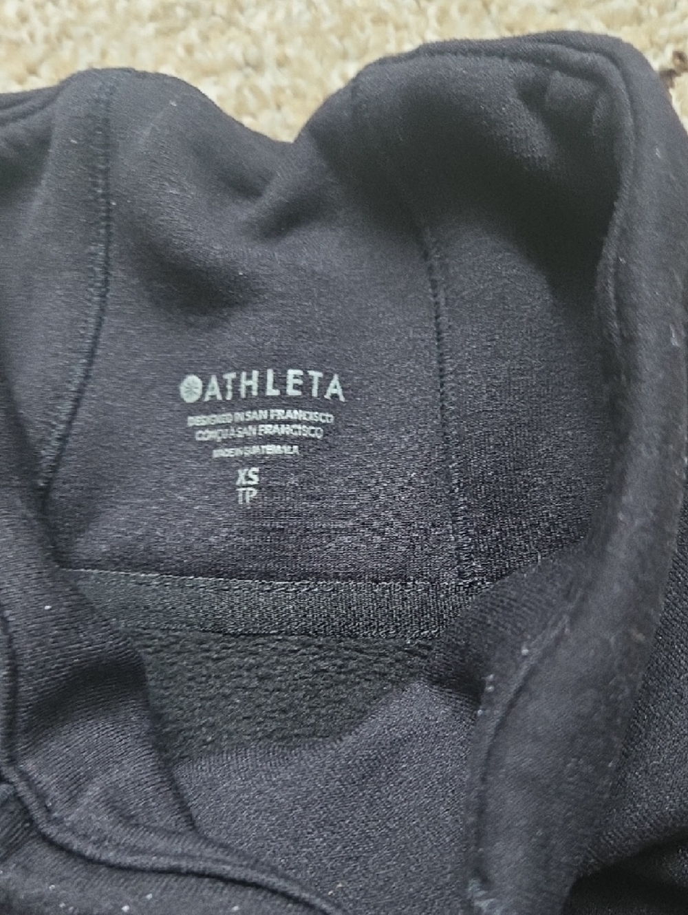 Athleta Black Pullover Hoodie with Branded Neck Print - Picture 2 of 6